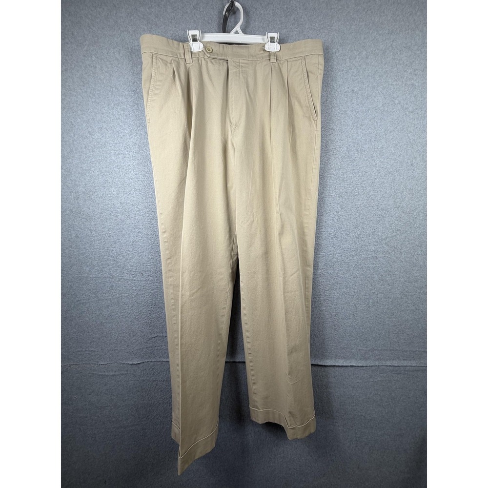 Ballin‎ Relax Pants Mens 38x30 Beige Pleated Chino Stretch Relaxed Fit Casual